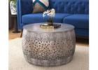 Sino Floral Engraved Metal Center Table: Ornate Elegance Redefined
