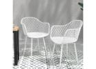 Stylish White 4PC Outdoor Dining & Lounge Chair Set