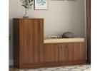 Caspian | Engineered Wood Shoe Rack with Integrated Seat