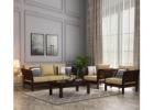 Raiden Wooden Sofa Set | Washable Zipper Cover | Walnut Irish Cream | Wooden Street