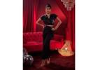 Golden Hearts Embroidered Crop Top – Trendy Party Wear & Birthday Party Dress for Women