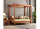 Wooden Street Allure Honey Diwan - Solid Wood Poster Bed