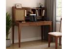 Wooden Street Nordik Ash Wood Study Table with Storage (Teak Finish)