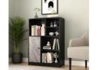 Wooden Street Christie Bookshelf | Textured Fronts & Metal Base