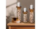 Buy Stylish Wooden Pillar Candle Holder for Home Decor- Perilla Home