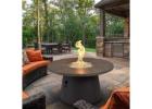 Outdoor Round Gas Fire Table with Hidden Propane Tank Storage