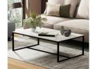 Stylish Monaco Rectangle Coffee Table – White Marble Finish