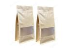 Custom Brown Kraft Paper Flat Bottom Pouch