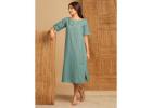 Elegant Indian Cotton A-Line Dress with Embroidery – Now on Mirraw!