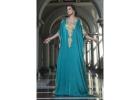 Elegant Sea Green Arabic Satin Kaftan Dress  Free Size | Mirraw