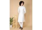 Stylish Tabard White Embroidered Cotton Kurta for Men – Now Available on Mirraw