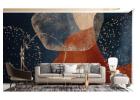 Navy Blue Terracotta Watercolor Wallpaper Mural