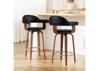 Premium Artiss 2x Bar Stools Leather Seat Wooden Legs – Stylish & Comfortable Seating