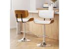Comfortable White Leather Bar Stools with Gas Lift Feature