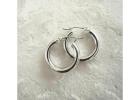 14K White Gold Small 15mm Hoop Earrings – 3mm Thick Huggie Hoops