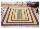 Hand Block Purple Cotton Printed Rug