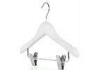 RackShop Features Elegant White Wood Coat Hangers for Every Wardrobe