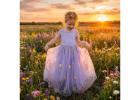Lavender Blossom Purple Flower Girl Dress with Boho Lace and Soft Tulle for Special Occasions Outfit