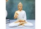 Buy 14 Inch Buddha Showpiece White Golden | Unipeg Decor