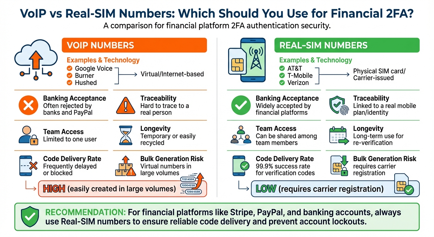 VoIP vs Real-SIM Numbers for Financial 2FA Authentication