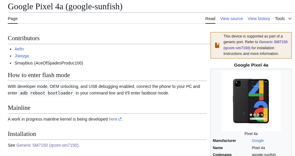 Avviso di port generico sulla wiki di postmarketOS