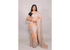 Light Beige Chanderi Saree with Elegant Chikankari Embroidery