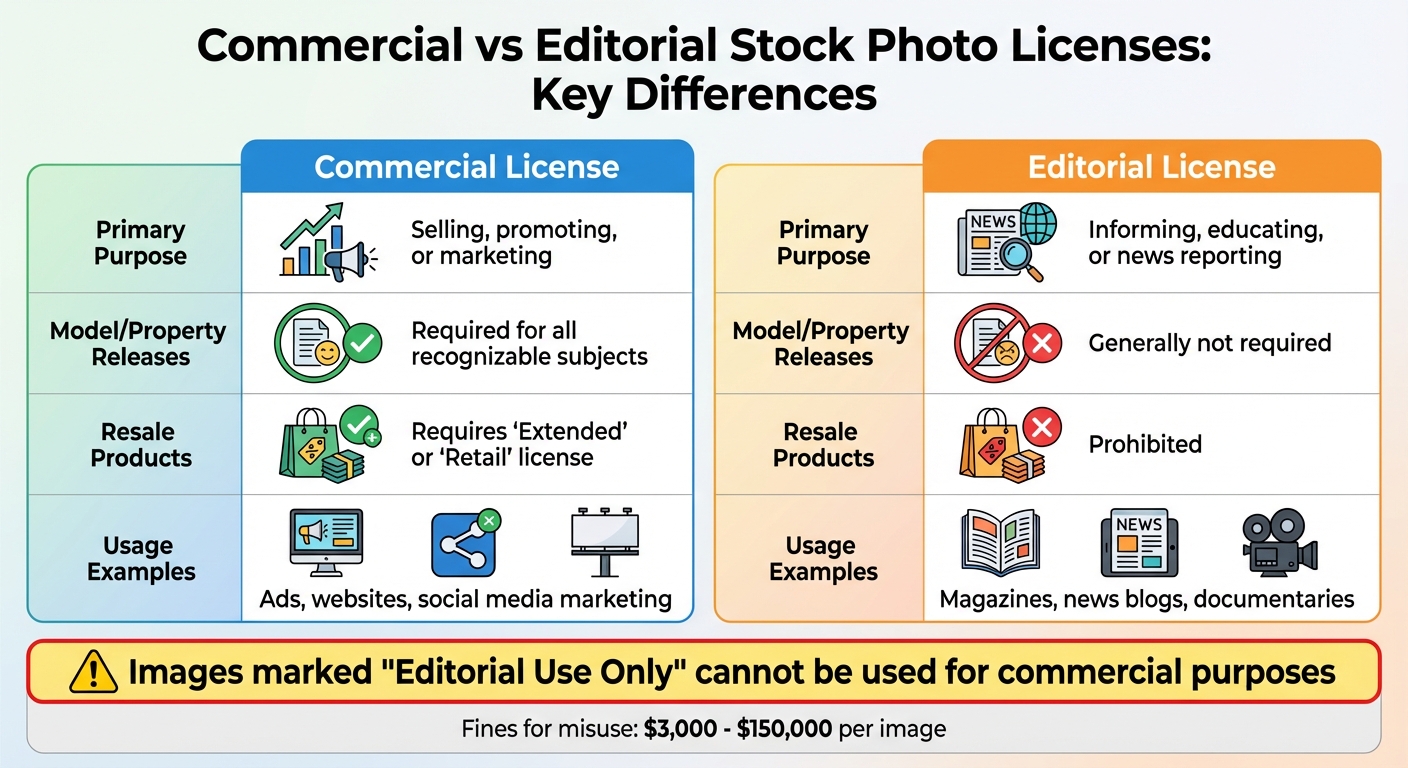 Commercial vs Editorial Stock Photo License Comparison Guide