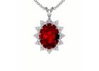Natural Prong Set Round Diamonds Real Ruby Necklace