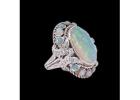 Opal Opulence: Large 18K Diamond-Encrusted Opal Ring