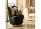 Chic Interior Ave Chateau Swivel Accent Chair – Charcoal Bouclé