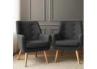 Stylish Artiss 2x Armchair Lounge Chairs – Charcoal Tub Set