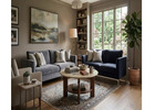 Modern Round Faux Marble Coffee Table with 2-Tier Storage & Solid Wood Base