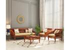 Alanis Wooden Sofa Set (Honey Finish)