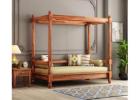 Rustic Charm Allure Poster Diwan Bed in Honey Tone