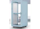 Blue & Orange Acoustic Office Pods - Portable Soundproof Booths with Built-In Workstations