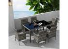 Stylish Rural Grey Wicker 6-Seater Outdoor Dining Set for Sale
