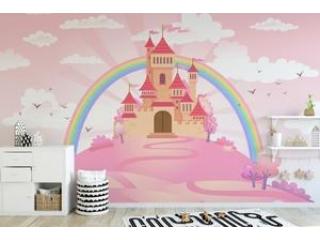 Pretty Pink Princess Castle Wallpaper Mural with Fairytale Charm Pretty Pink Princess Castle Wallpaper Mural with Fairytale Charm