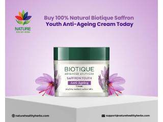 Buy 100% Natural Biotique Saffron Youth Anti-Ageing Cream Today Buy 100% Natural Biotique Saffron Youth Anti-Ageing Cream Today