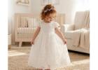 White Lace Infant Baptism Gown, Heirloom Baby Girl Christening Dress